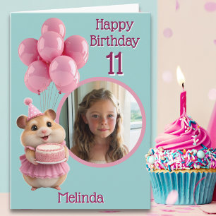 Tarjeta de cumpleaños número 11 de hámster adorabl