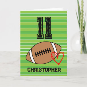 Tarjeta de cumpleaños número 11 Heart and Football