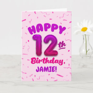 Tarjeta de cumpleaños número 12 con nombre persona