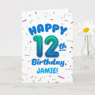 Tarjeta de cumpleaños número 12 con nombre persona