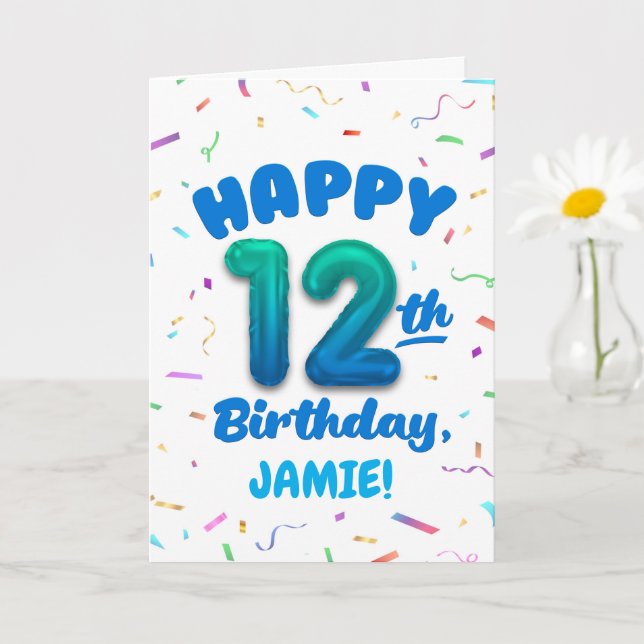Tarjeta de cumpleaños número 12 con nombre persona (Planta pequeña)