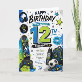 Tarjeta de cumpleaños número 12 para niños