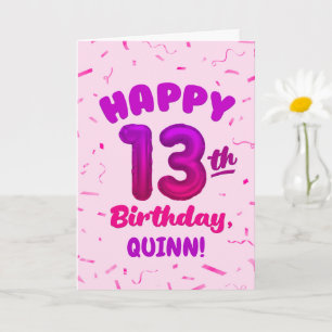 Tarjeta de cumpleaños número 13 con nombre persona