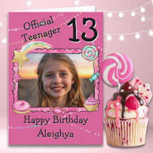 Tarjeta de cumpleaños número 13 para chica oficial