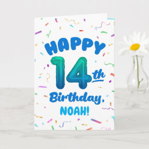 Tarjeta de cumpleaños número 14 con nombre persona