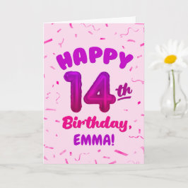 Tarjeta de cumpleaños número 14 con nombre persona