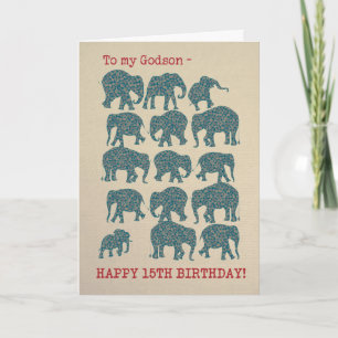 Tarjeta de cumpleaños número 15 de Paisley Elephan