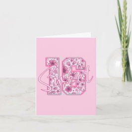 Tarjeta de cumpleaños número 16 - Floral Rosa Dulc