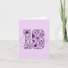 Tarjeta de cumpleaños número 16 - Número floral pú