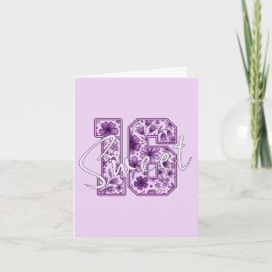 Tarjeta de cumpleaños número 16 - Número floral pú