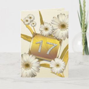 Tarjeta de cumpleaños número 17 con días.