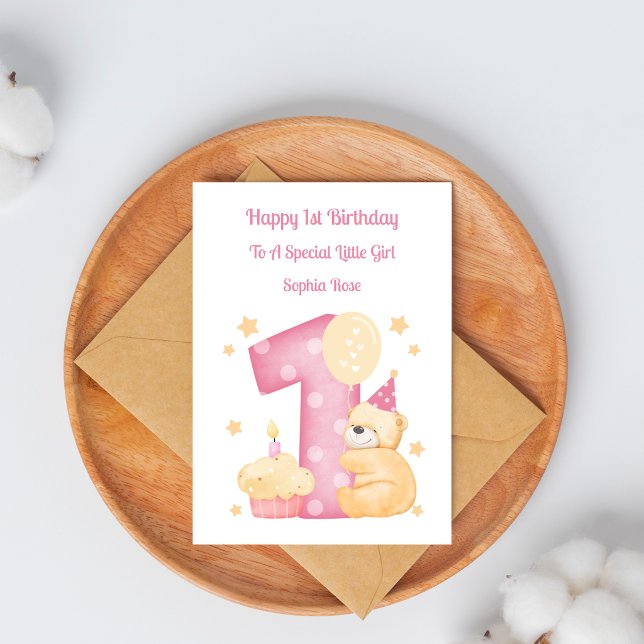 Tarjeta de cumpleaños número 1 de osito de peluche (Subido por el creador)