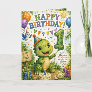 Tarjeta de cumpleaños número 1 de Rex's Dino-Mite