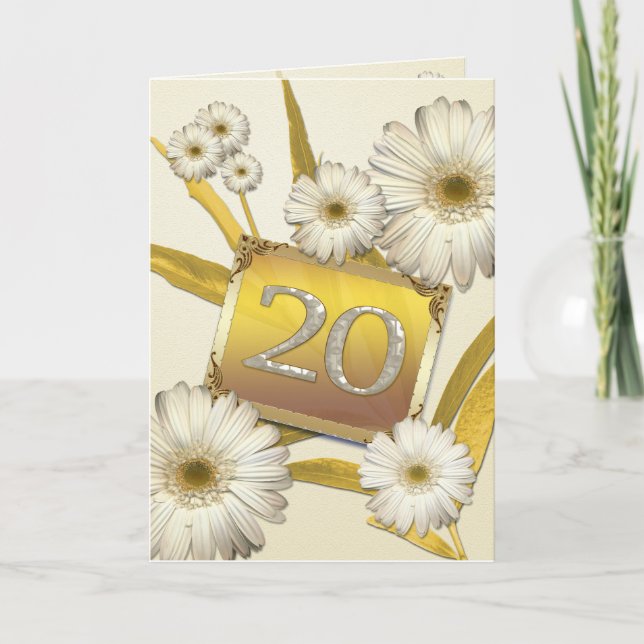 Tarjeta de cumpleaños número 20 con días. (Anverso)