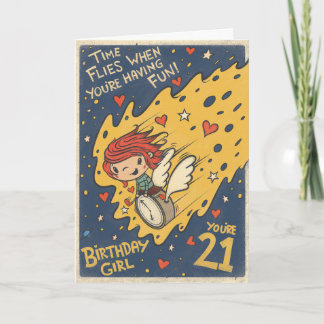 Tarjeta de cumpleaños número 21 al estilo retro pa