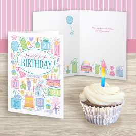 Tarjeta de cumpleaños número 21 de Girly