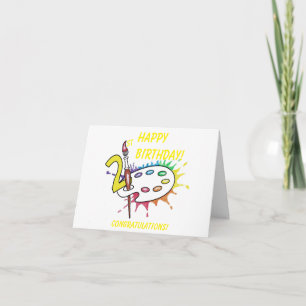 Tarjeta de cumpleaños número 21 de la paleta de ar