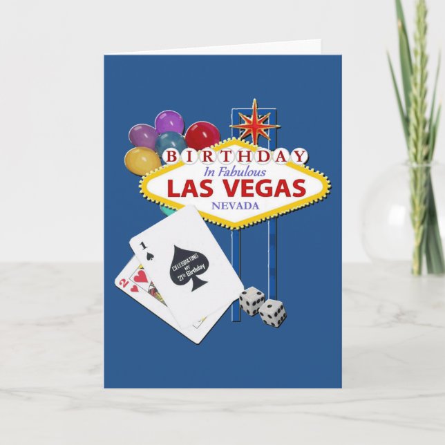 Tarjeta de cumpleaños número 21 de Las Vegas (Anverso)