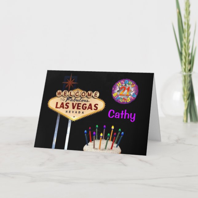 Tarjeta de cumpleaños número 21 de Las Vegas (Anverso)