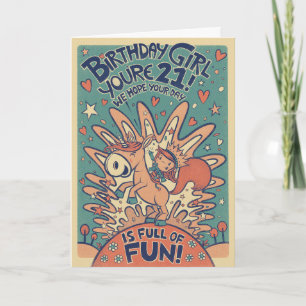Tarjeta de cumpleaños número 21 estilo retro para 