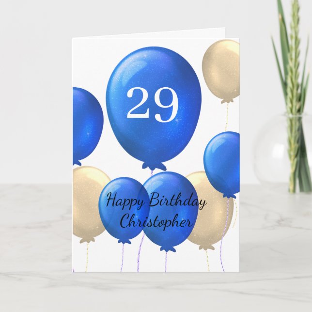 Tarjeta de cumpleaños número 29 de los globos dora (Anverso)