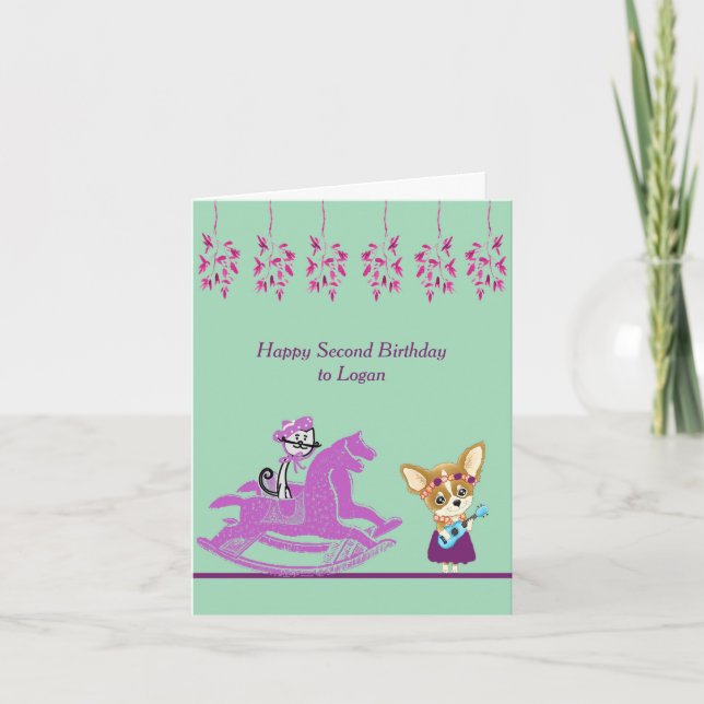 Tarjeta de cumpleaños número 2 con caballo de hobb (Anverso)