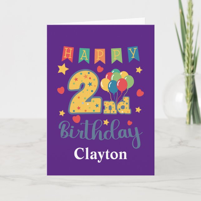 Tarjeta de cumpleaños número 2 feliz (Anverso)