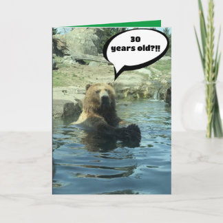 Tarjeta de cumpleaños número 30 con oso personaliz