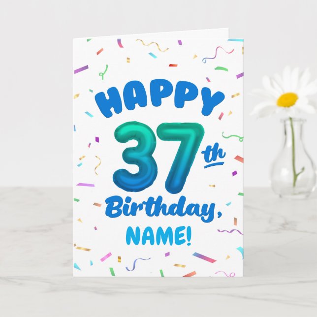 Tarjeta de cumpleaños número 37 con nombre persona (Planta pequeña)