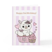 Tarjeta de cumpleaños número 3 para niña llama ado