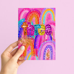 Tarjeta de cumpleaños número 3 para niñas