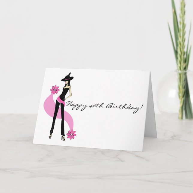 Tarjeta de cumpleaños número 40 de Diva para las m (Anverso)