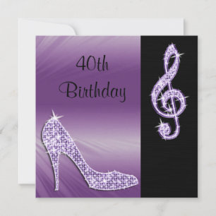Tarjeta de cumpleaños número 40 de Lilac Stiletto