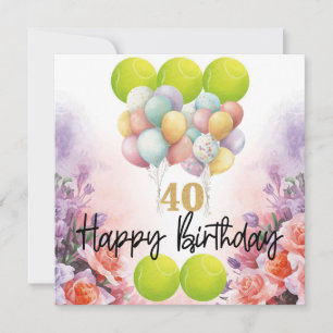 Tarjeta de cumpleaños número 40 de tenis