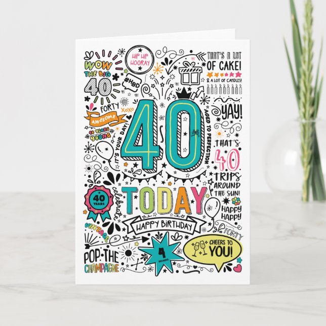 Tarjeta de cumpleaños número 40 para imprimir (Anverso)