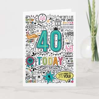 Tarjeta de cumpleaños número 40 para imprimir