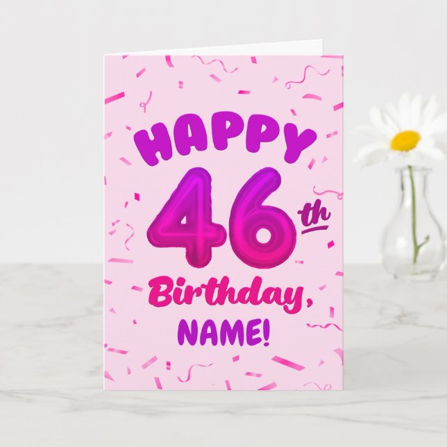 Tarjeta de cumpleaños número 46 con nombre persona (Planta pequeña)