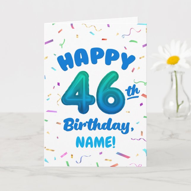 Tarjeta de cumpleaños número 46 con nombre persona (Planta pequeña)