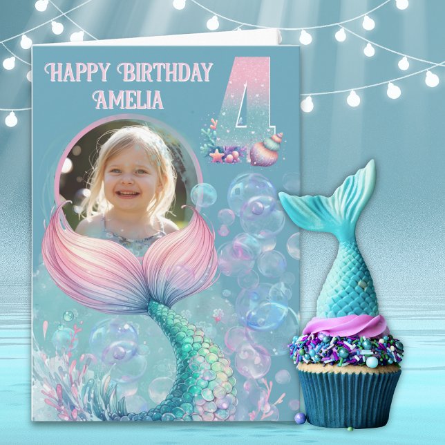 Tarjeta de cumpleaños número 4 de cola de sirena c (Subido por el creador)