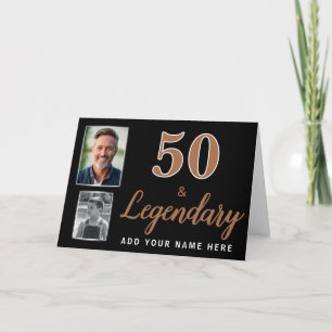 Tarjeta de cumpleaños número 50 & 2 fotos legendar