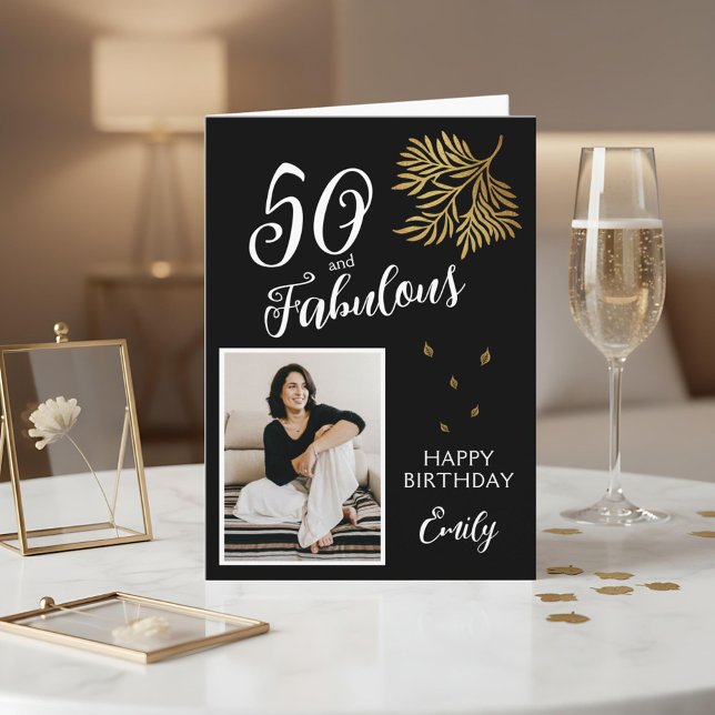 Tarjeta de cumpleaños número 50 con follaje fabulo (Subido por el creador)