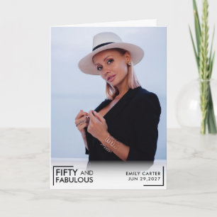 Tarjeta de cumpleaños número 50 con foto: cincuent