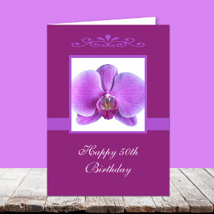 Tarjeta de cumpleaños número 50 de Orquídea