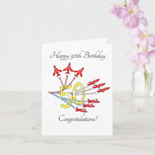 Tarjeta de cumpleaños número 50 de Red Jet Planes