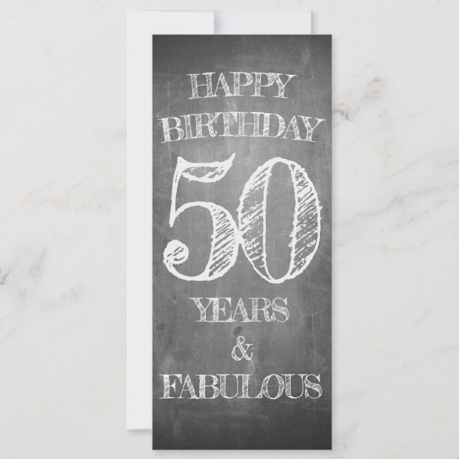 Tarjeta de Cumpleaños número 50 estilo Pizarra (Anverso)