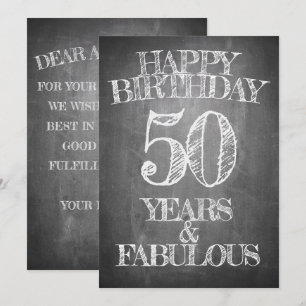 Tarjeta de Cumpleaños número 50 estilo Pizarra