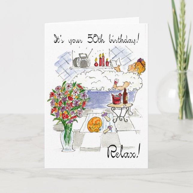 Tarjeta de cumpleaños número 50 'Relax' (Anverso)