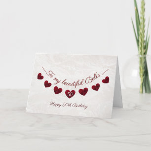 Tarjeta de cumpleaños número 50 romántico banderín