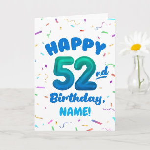 Tarjeta de cumpleaños número 52 con nombre persona