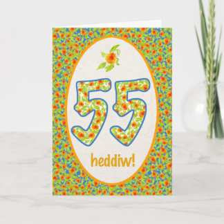 Tarjeta de cumpleaños número 55 en galés, Naranja 